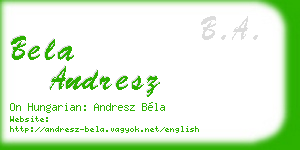 bela andresz business card